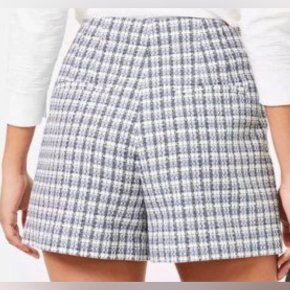 Loft blue white plaid tweed high waist shorts - Picture 2 of 2
